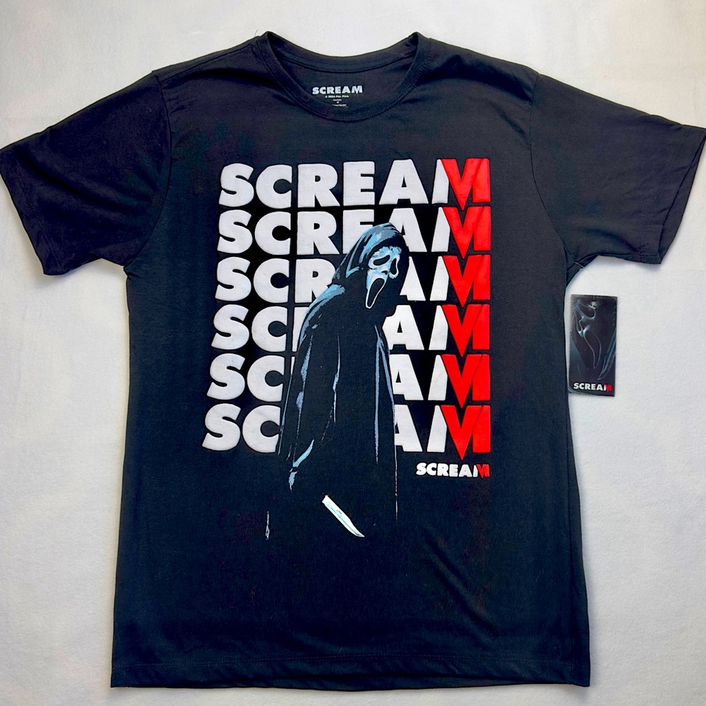 NWT Scream Ghostface Scream VI Black Graphic Halloween Horror T-Shirt Unisex Med